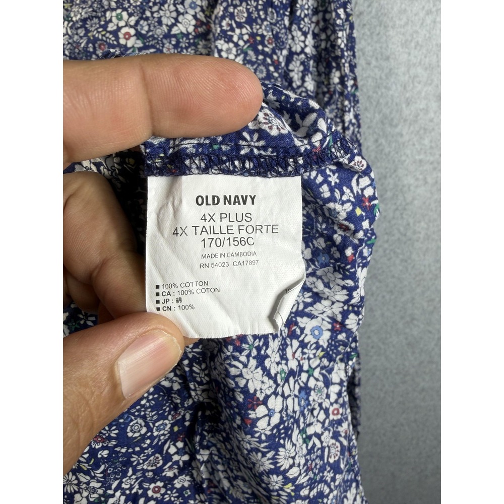 Old Navy Blouse Womens 4X Blue Floral Henley Long Sleeve Tunic Plus Top - Picture 3 of 11